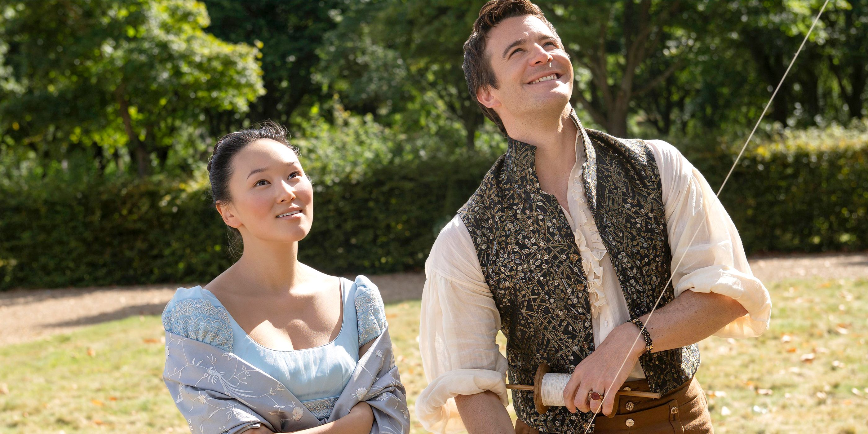 Sophie Baek (Yerin Ha) and Benedict Bridgerton (Luke Thompson) in 'Bridgerton' Season 4.