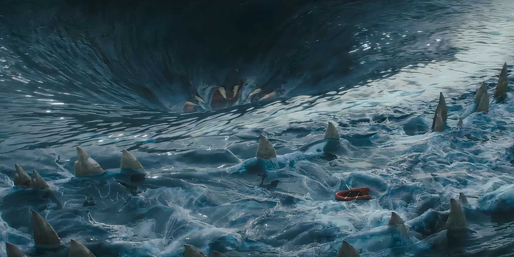 A ship sails into the mouth of Charybdis in Percy Jackson and the Sea of Monsters