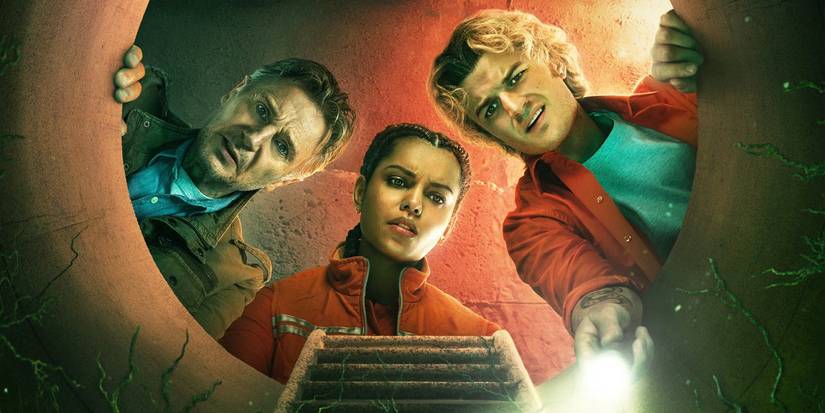 Liam Neeson, Georgina Campbell, and Joe Keery in Cold Storage.