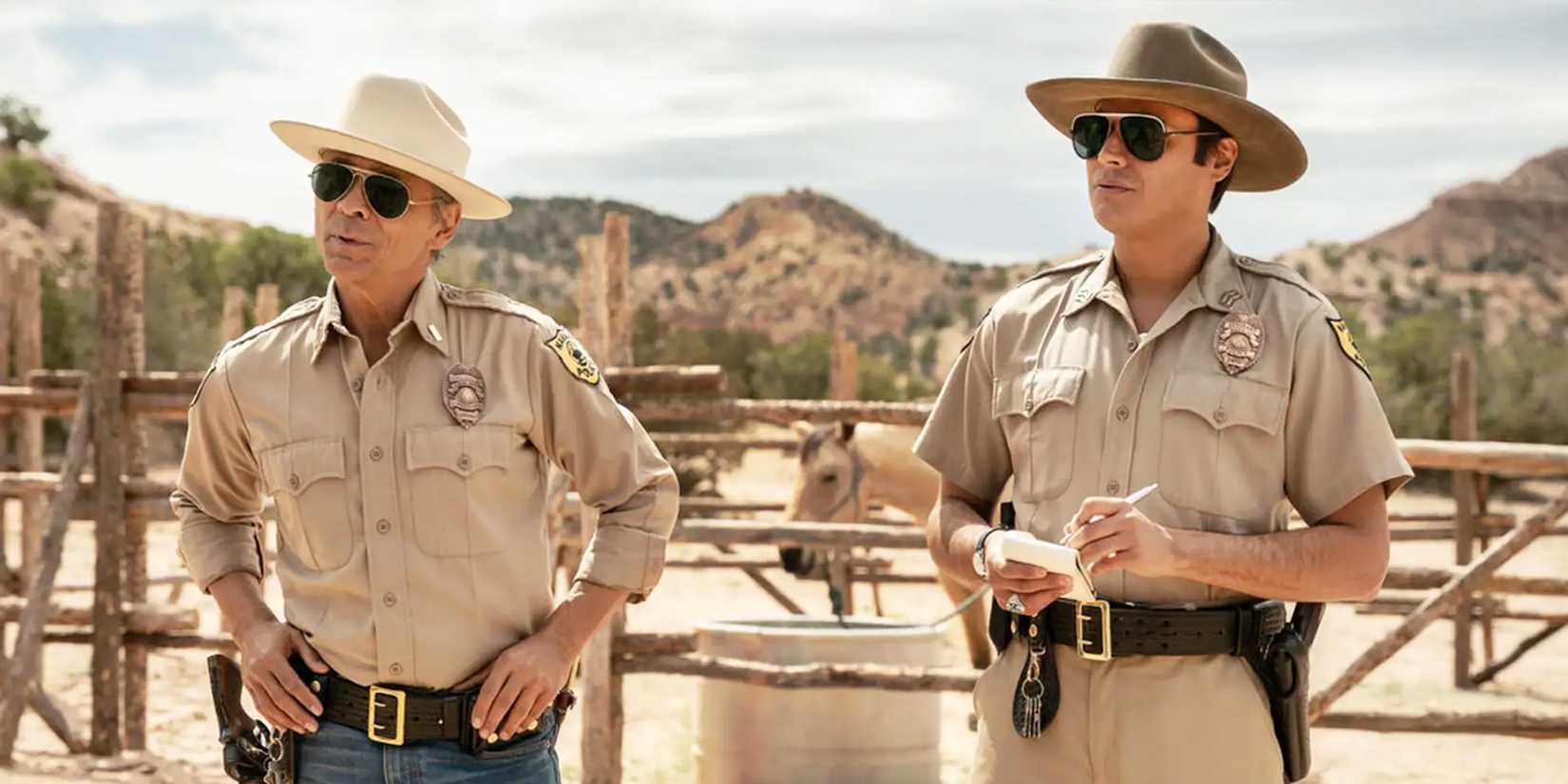 Joe Leaphorn (Zahn McClarnon) and Jim Chee (Kiowa Gordon) on 'Dark Winds' Season 4