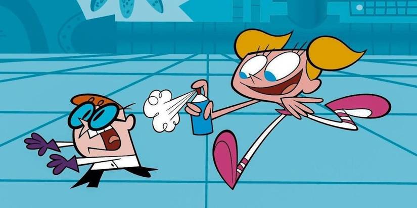 Dee Dee chasing Dexter around the lab in 'Dexter's Laboratory'