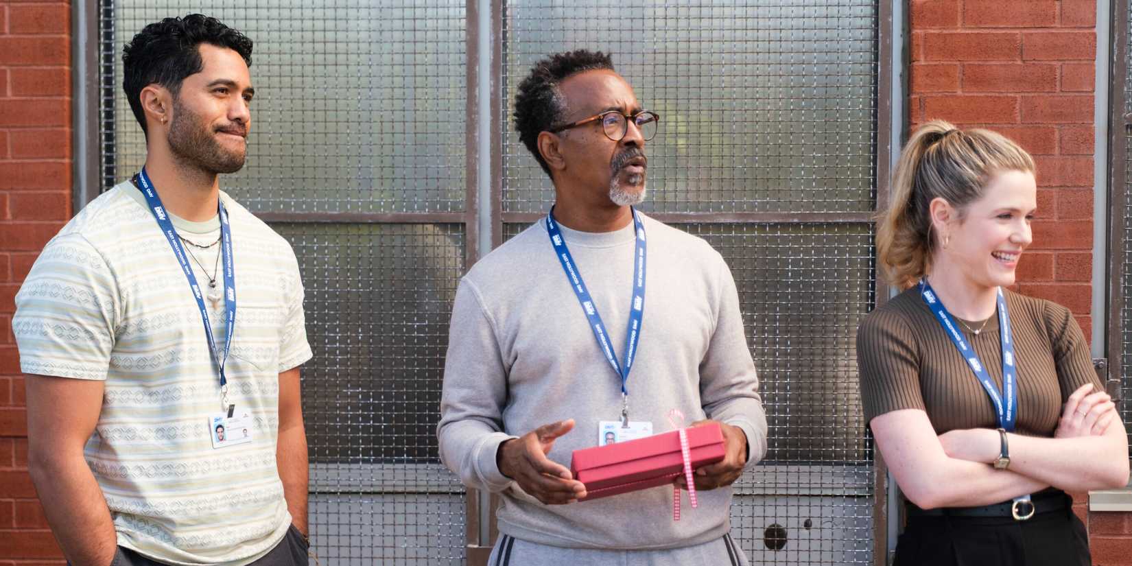 Alex Tarrant as Noa, Tim Meadows as Gregg and Harriet Dyer as Colette. Photo: Bertrand Calmeau/CBS ©2025 CBS Broadcasting, Inc. All Rights Reserved.