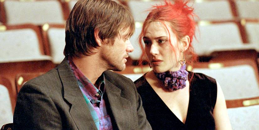 Joel and Clementine looking at each other in Eternal-Sunshine-of-the-Spotless-Mind