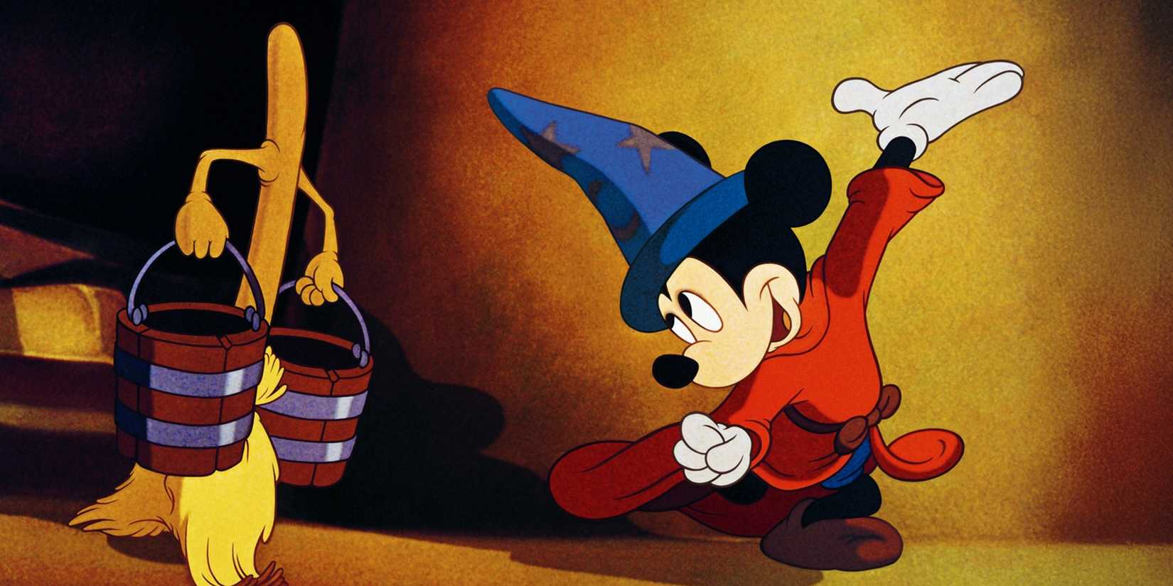 Sorcerer Mickey making the brooms dance in Fantasia