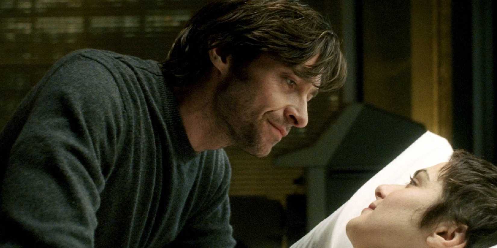 Hugh Jackman looks at Rachel Weiz lovingly in The Fountain