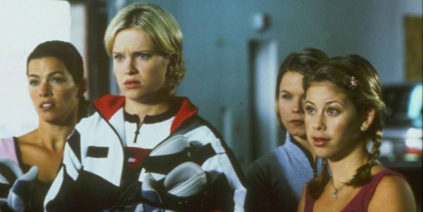 Nancy Kerrigan as Julie, Nicholle Tom as Sara, and Tara Lipinski as Tracy in 'Ice Angel.'