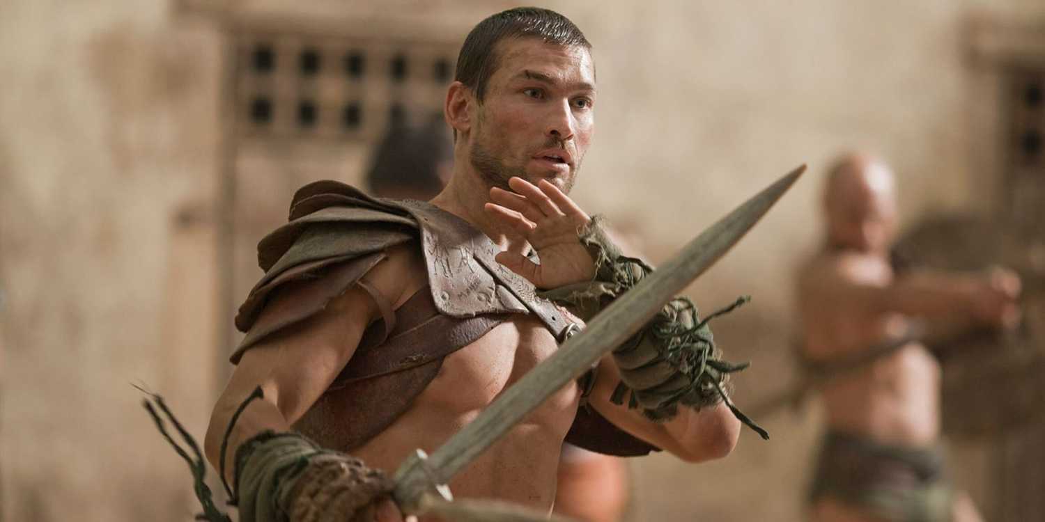 Andy Whitfield appears as Spartacus in Spartacus: Blood and Sand.