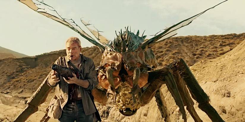 Seorang pria lari dari serangga raksasa di 'It Came from the Desert' 
