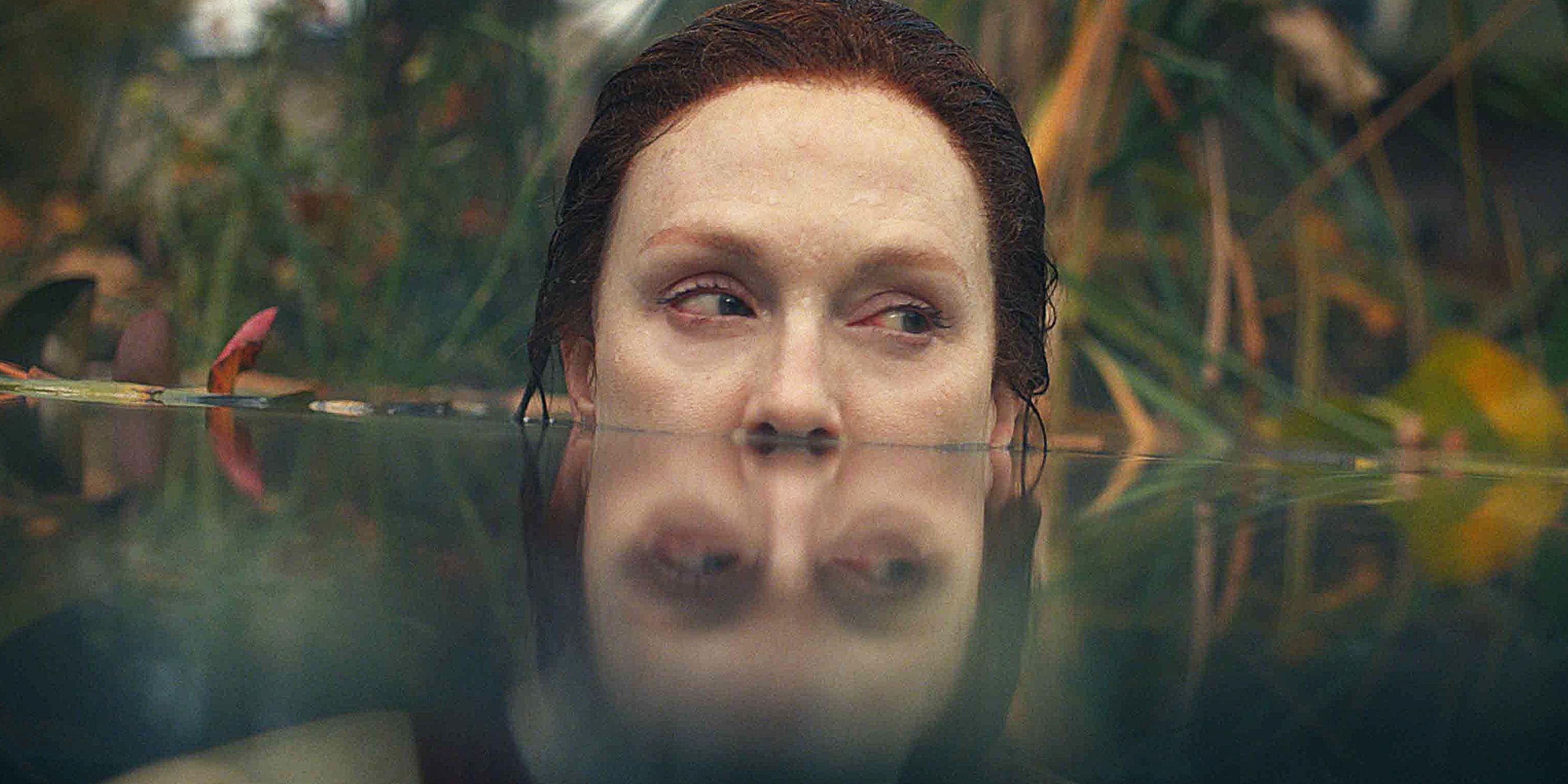 Julianne Moore in a pool of water in the Lisey's Story (2021) miniseries, written by Stephen King