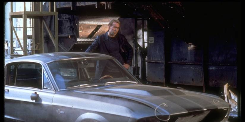 Nicolas Cage as Memphis next to Mustang in 'Gone in 60 Seconds'.