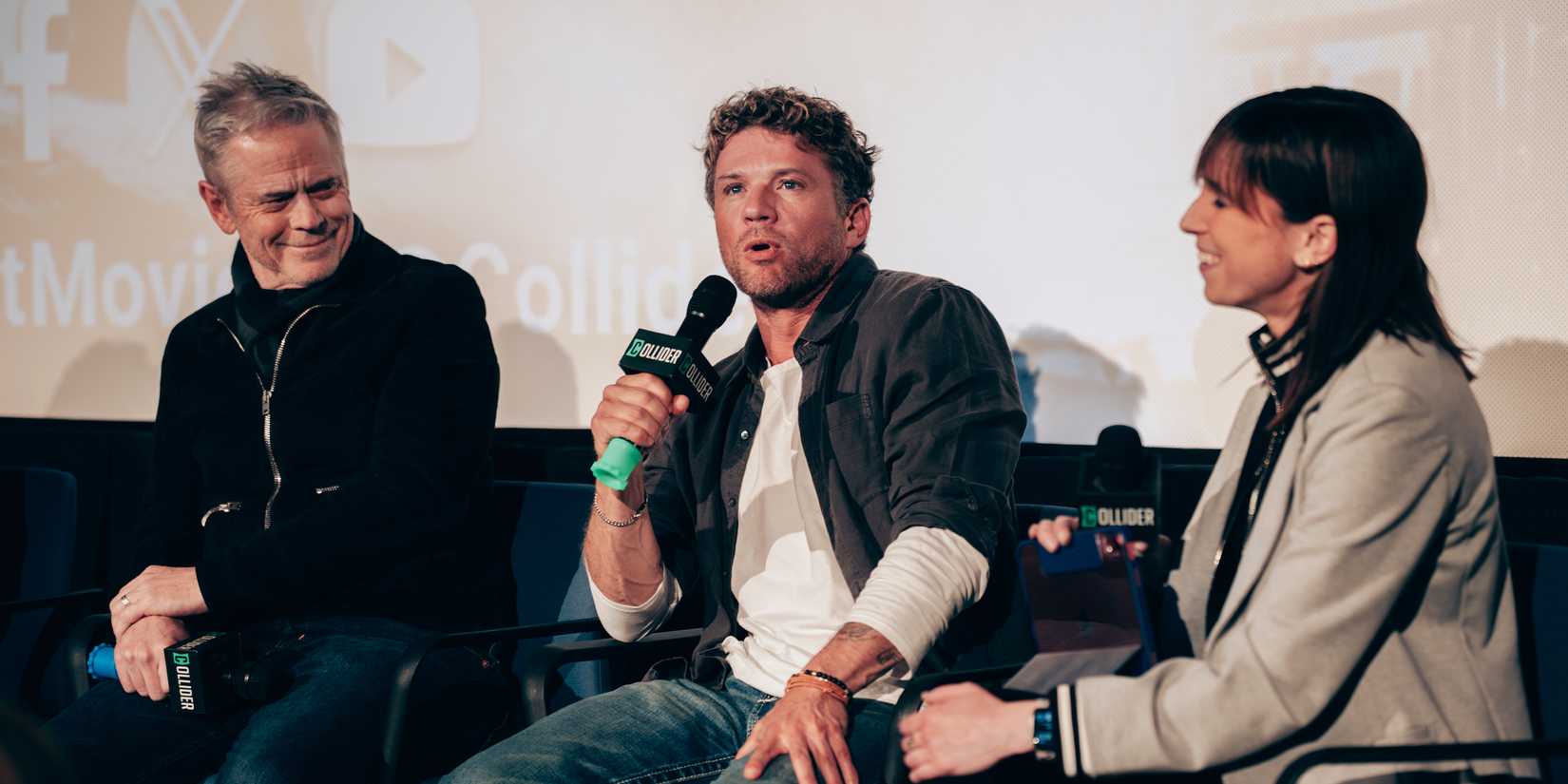 C. Thomas Howell and Ryan Phillippe on stage at Collider's One Mile Q&A.