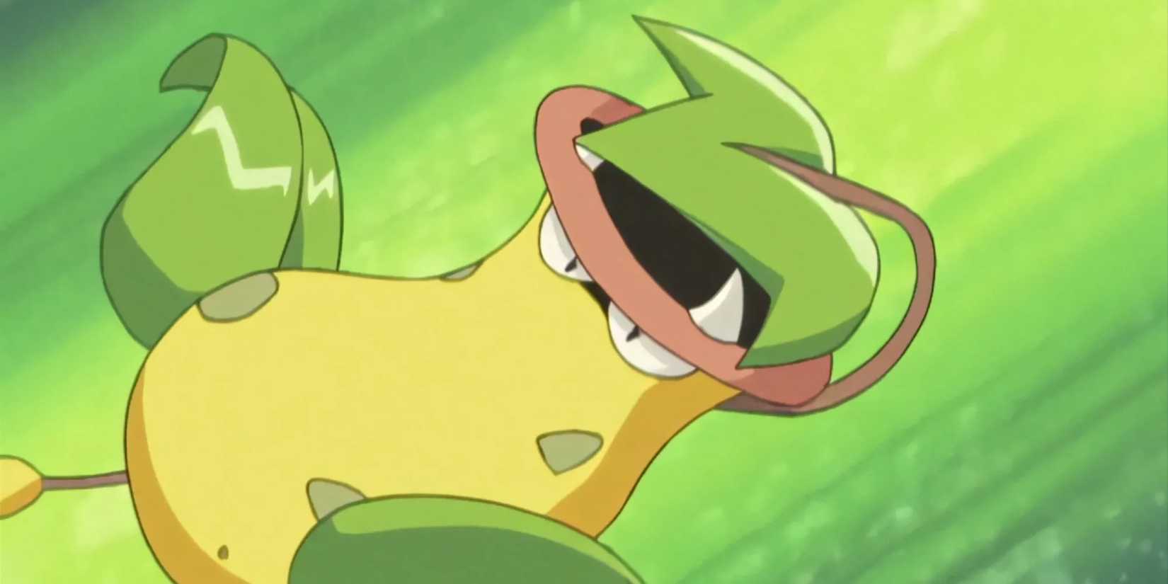 Victreebel against a green background