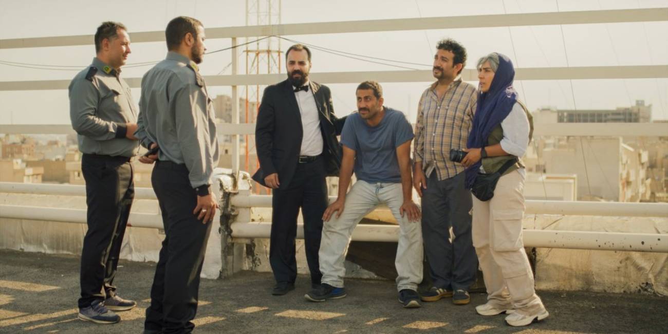 Cast sitting in parking garage in It Was Just an Accident