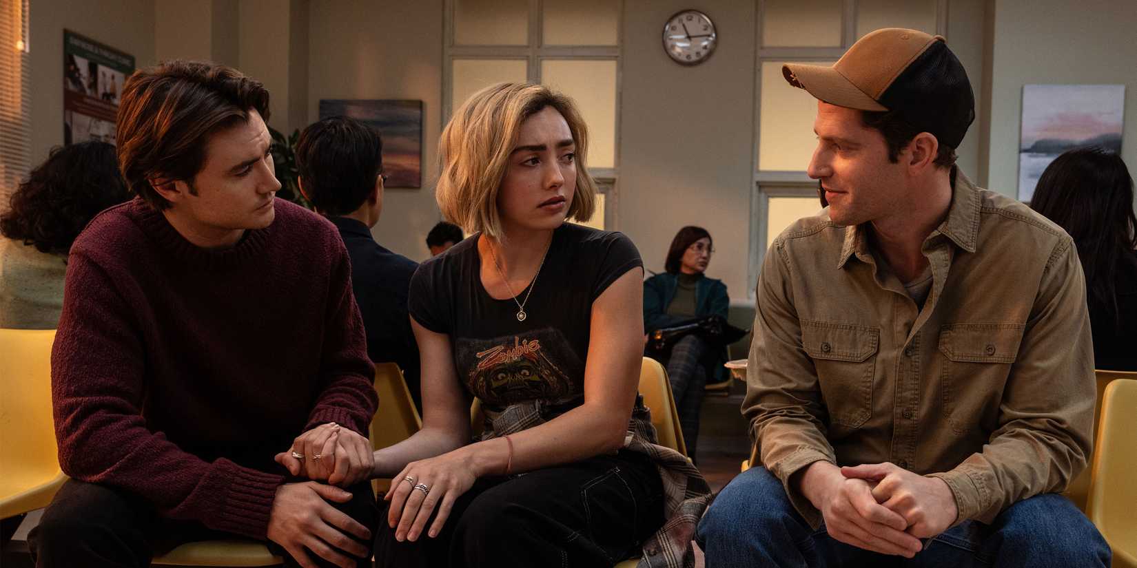 Spencer MacPherson, Peyton List and Danny Mac in School Spirits