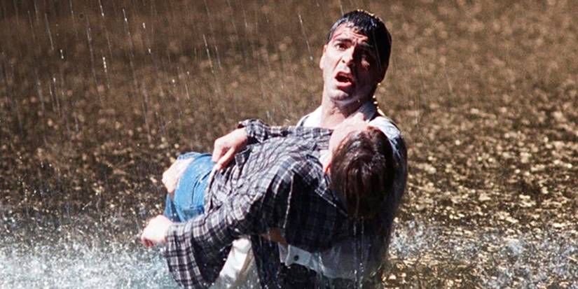 George Clooney as Doug Ross and Erik von Detten as Ben in ER