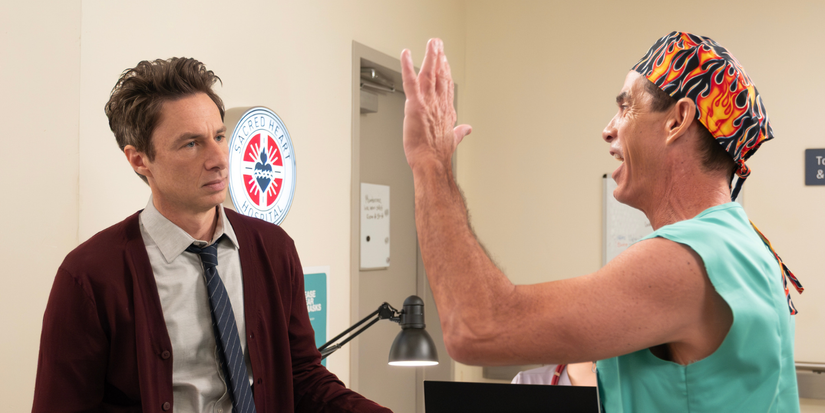 Scrubs Season 10 Episode 101 Zach Braff and Robert Maschio High Five