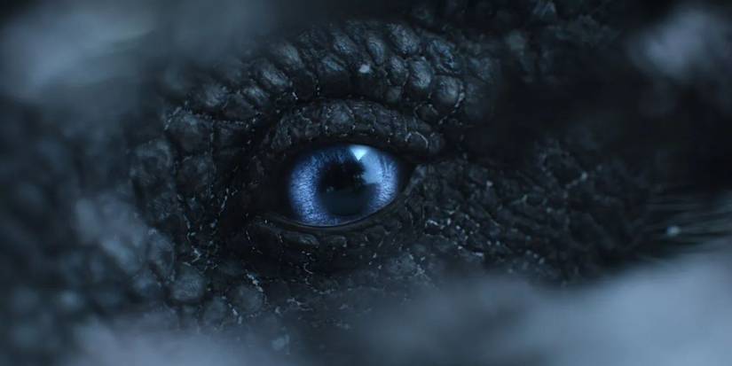A closeup of a blue eye in 'The Dinosaurs'