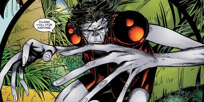 Skin stands with his stretched out fingers in a panel of Marvel Comics. 