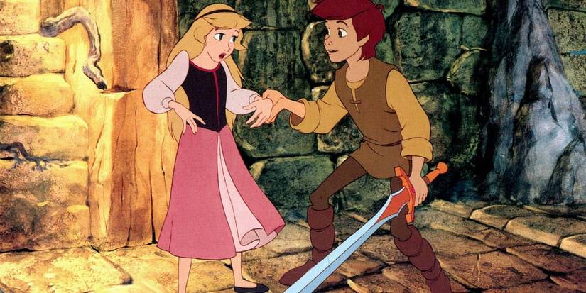 Taran and Eilonwy talking in The Black Cauldron