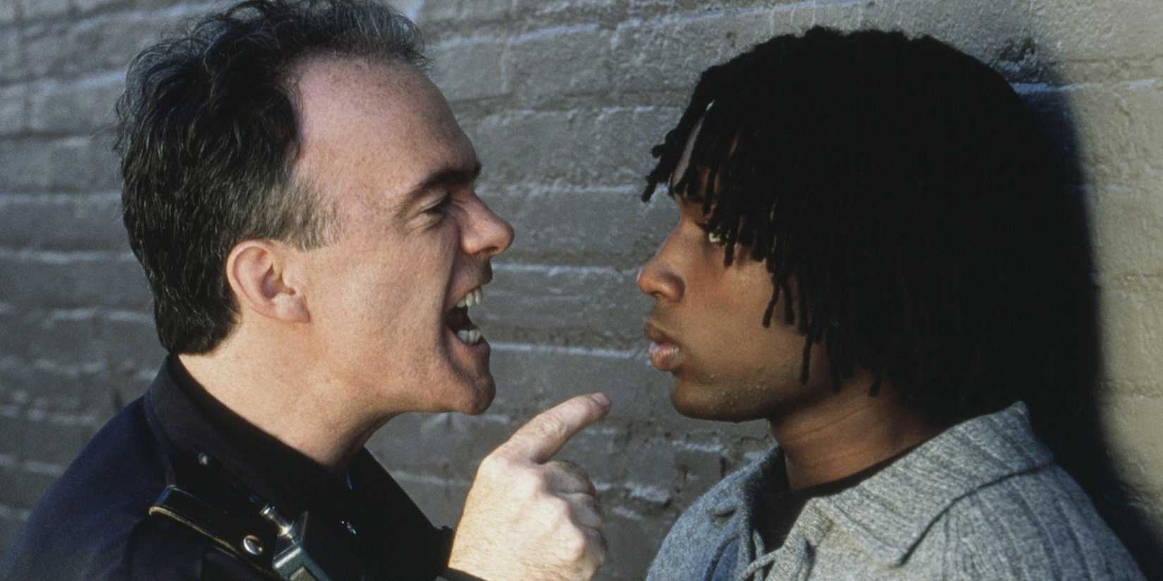 Brian O'Neill shouting at Sean Nelson against a wall in The Corner