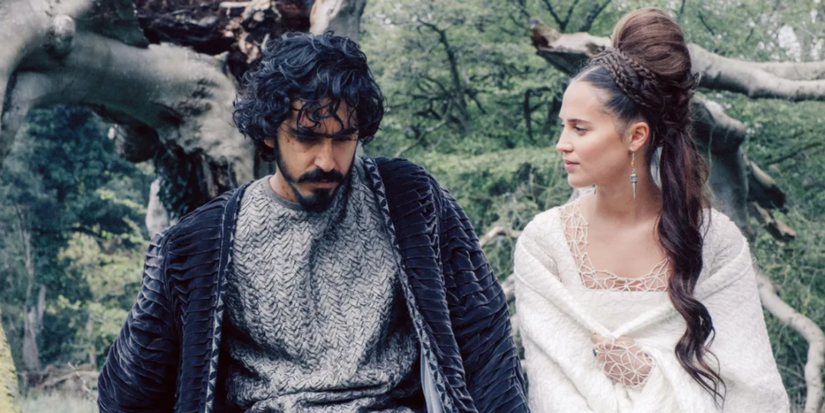 Dev Patel next to Alicia Vikander in 'The Green Knight'