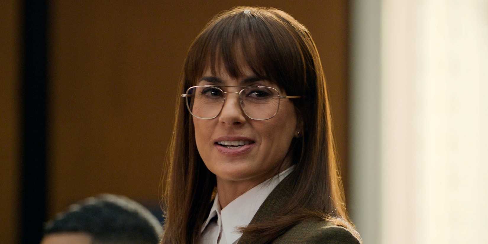 Constance Zimmer as Dana Berg in court for the case against Mickey Haller in The Lincoln Lawyer Season 4