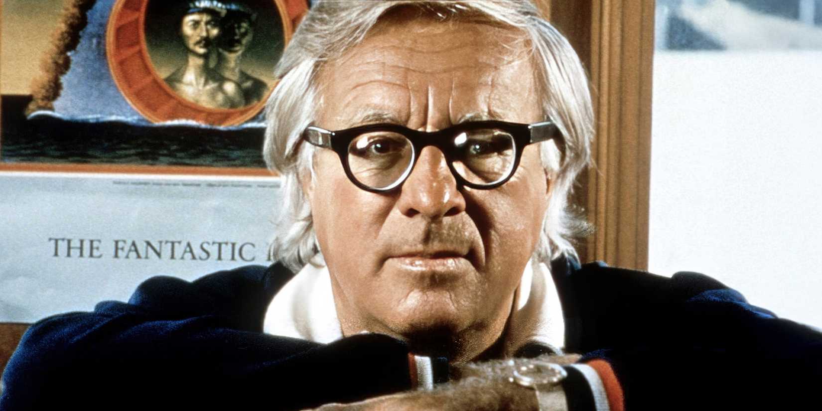 Ray Bradbury staring ahead in a promo shot for The Ray Bradbury Theater 