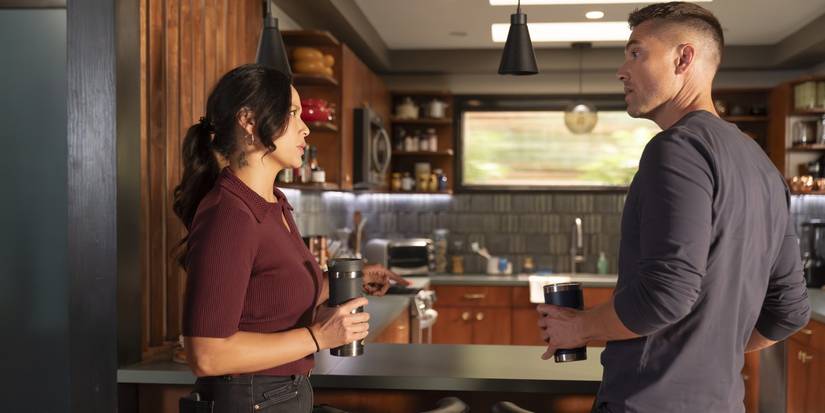Lucy and Tim at home on Valentine's Day in 'The Rookie' Season 8 Episode 6