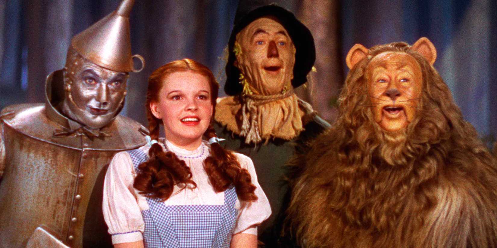 The Tin Man, Dorothy, the Scarecrow, and the Cowardly Lion in The Wizard of Oz