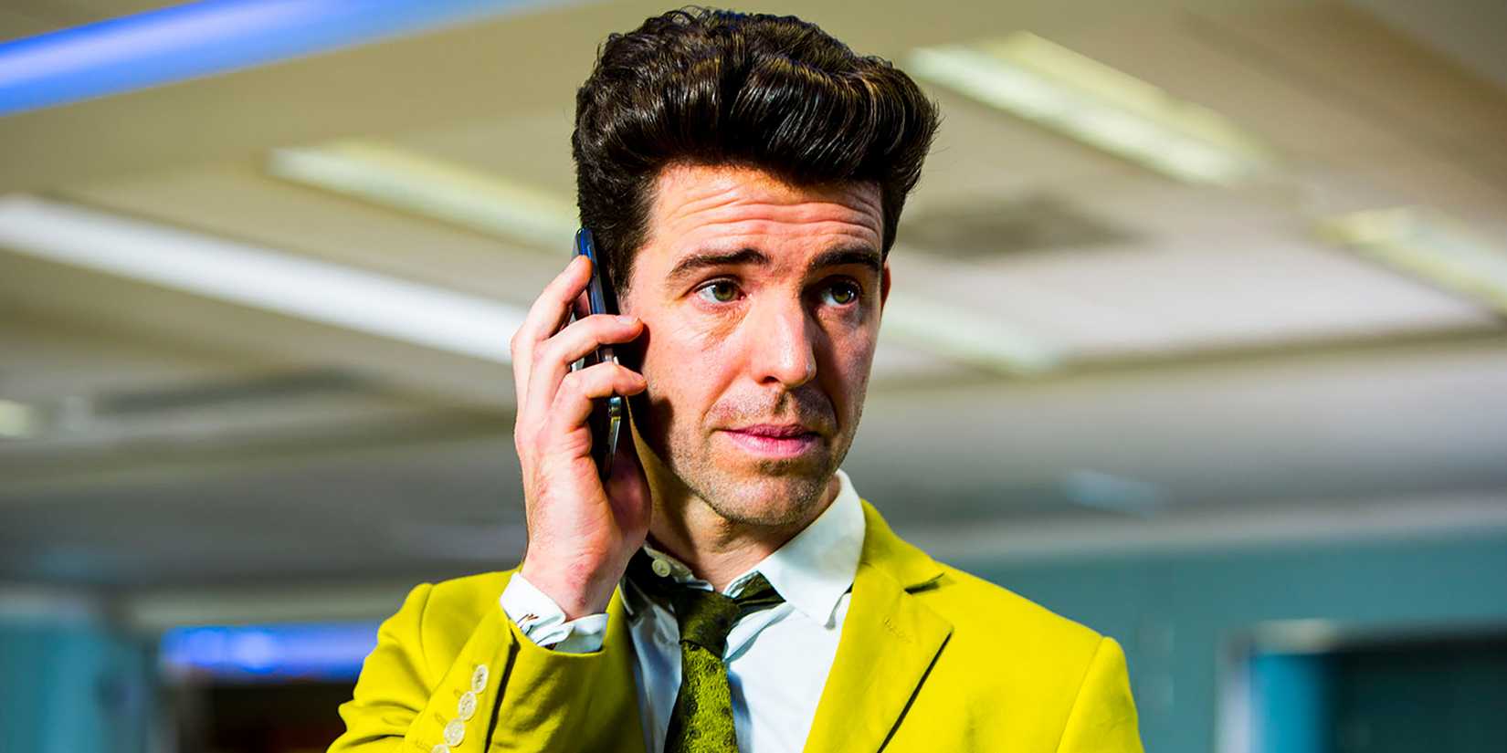 Paul Ready as Lee on the phone in Utopia