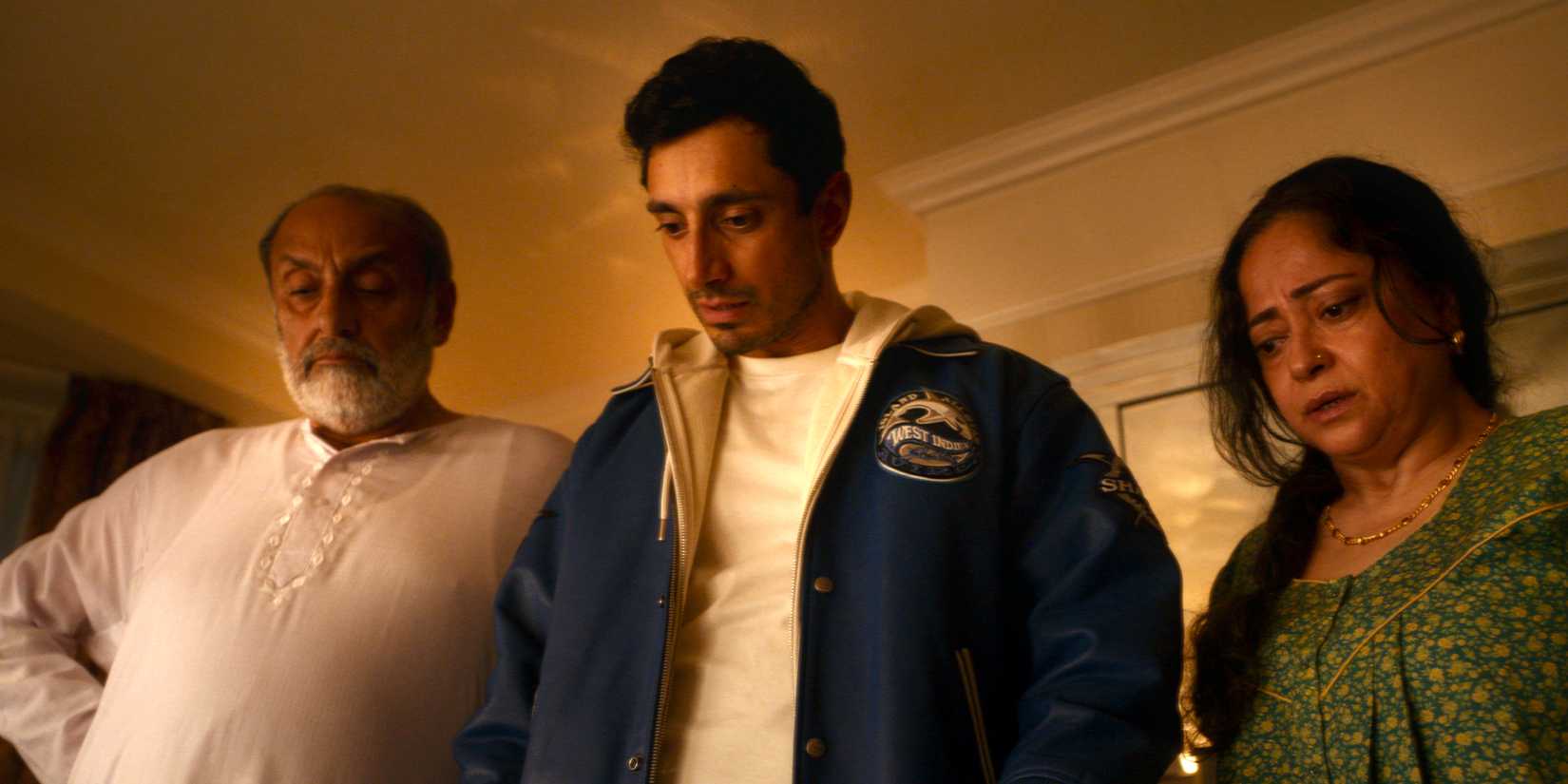 Sajid Hasan, Riz Ahmed, and Sheeba Chaddha in the Prime Video show 'Bait'