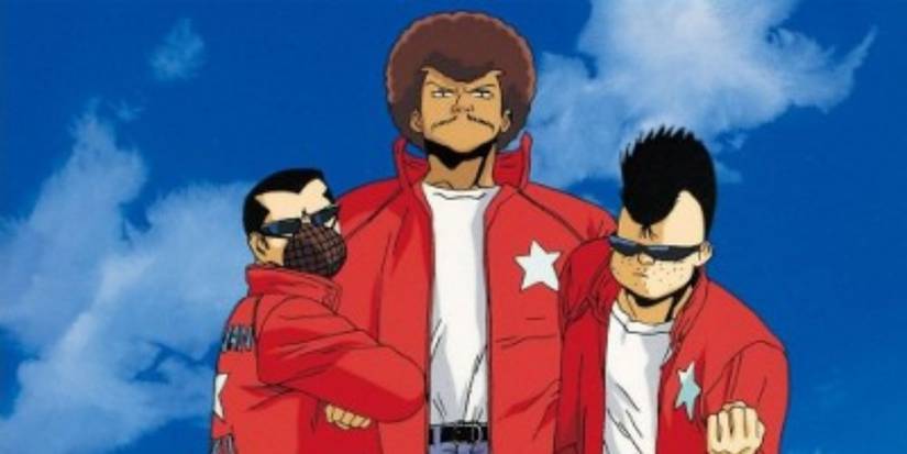 Three guys in a red jacket in the Bomber Bikers of Shonan poster