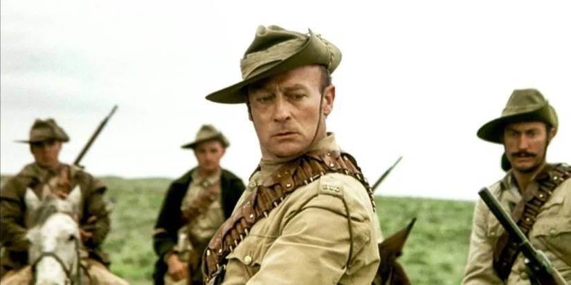 Three soldiers standing by in 'Breaker Morant'