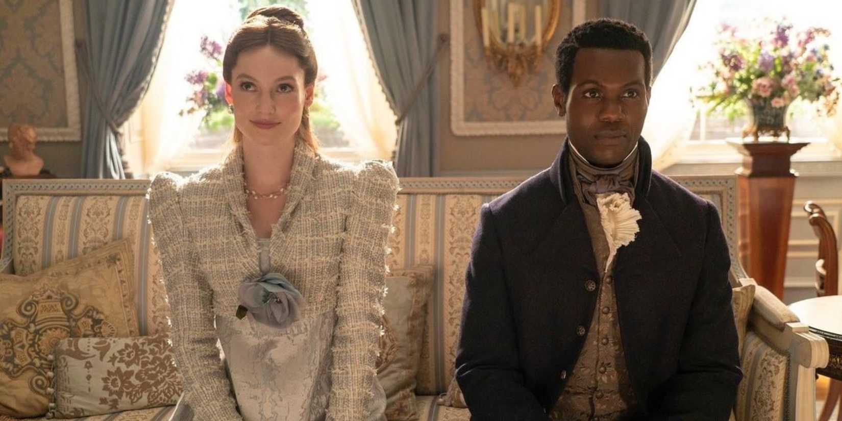 Hannah Dodd as Francesca and Victor Alli as John in 'Bridgerton.'