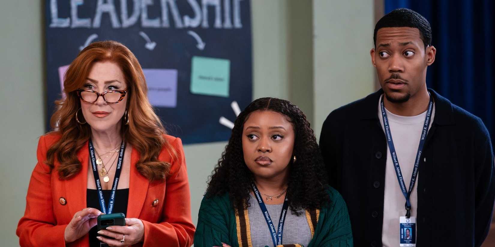 ABBOTT ELEMENTARY – “No Homework” – Ava implements a no-homework policy at Abbott, sparking debate amongst the teachers. WEDNESDAY, MARCH 25 (8:30-9:02 p.m. EDT) on ABC. (Disney/Gilles Mingasson) LISA ANN WALTER, QUINTA BRUNSON, TYLER JAMES WILLIAMS