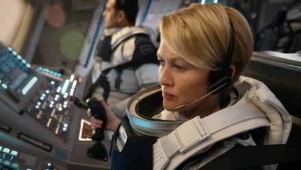 Mireille Enos at the controls of a spacecraft in For All Mankind