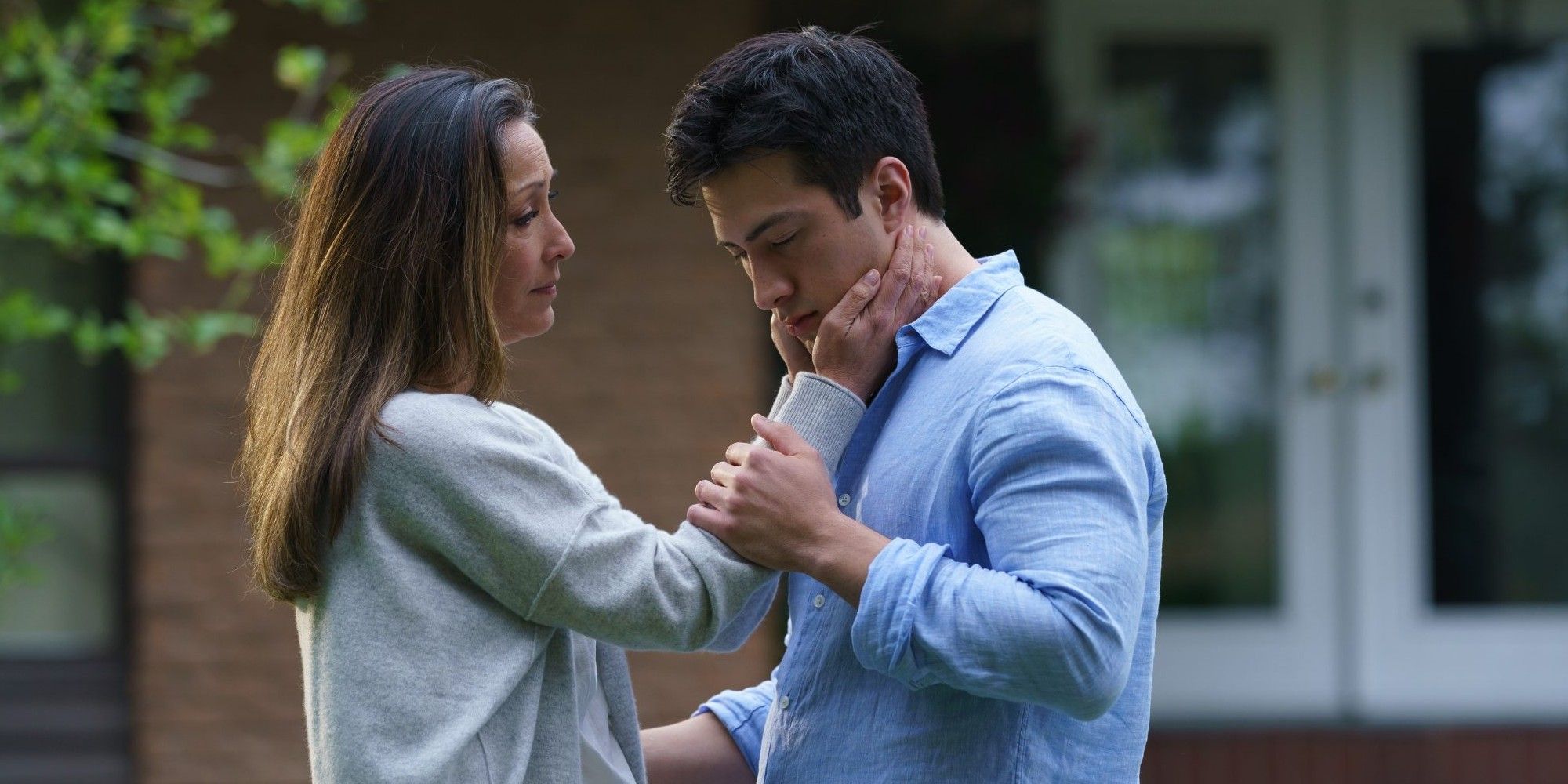 Yuna Hollander holding Shane's face in Heated Rivalry 