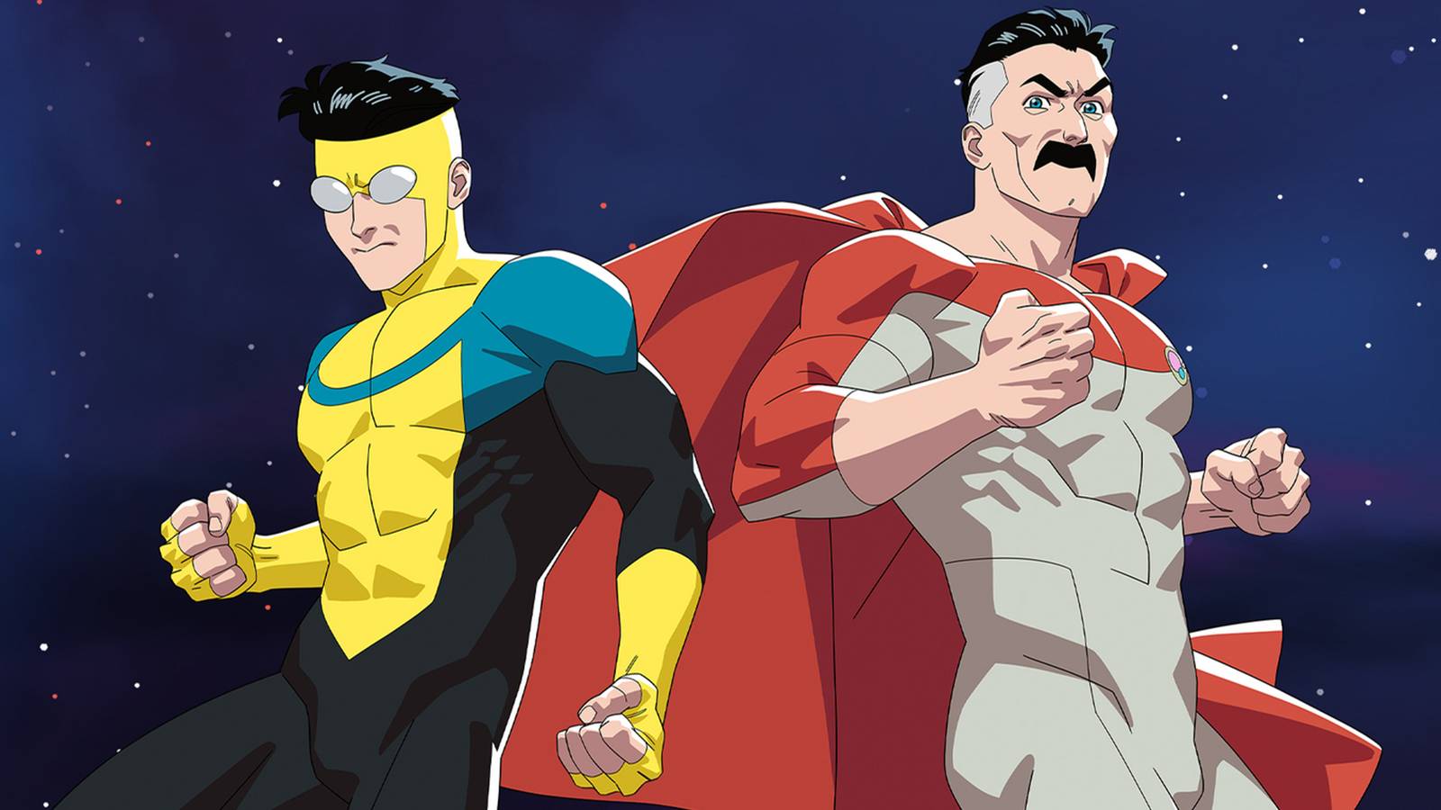 Invincible and Omni-Man team up.