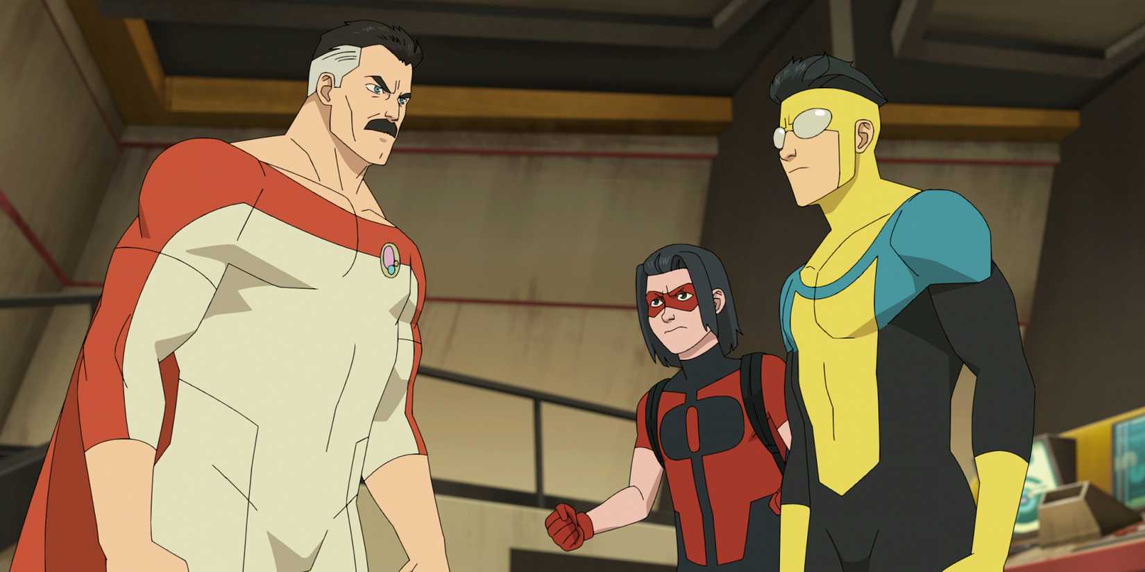 Omni-Man and Mark are facing off with one another.