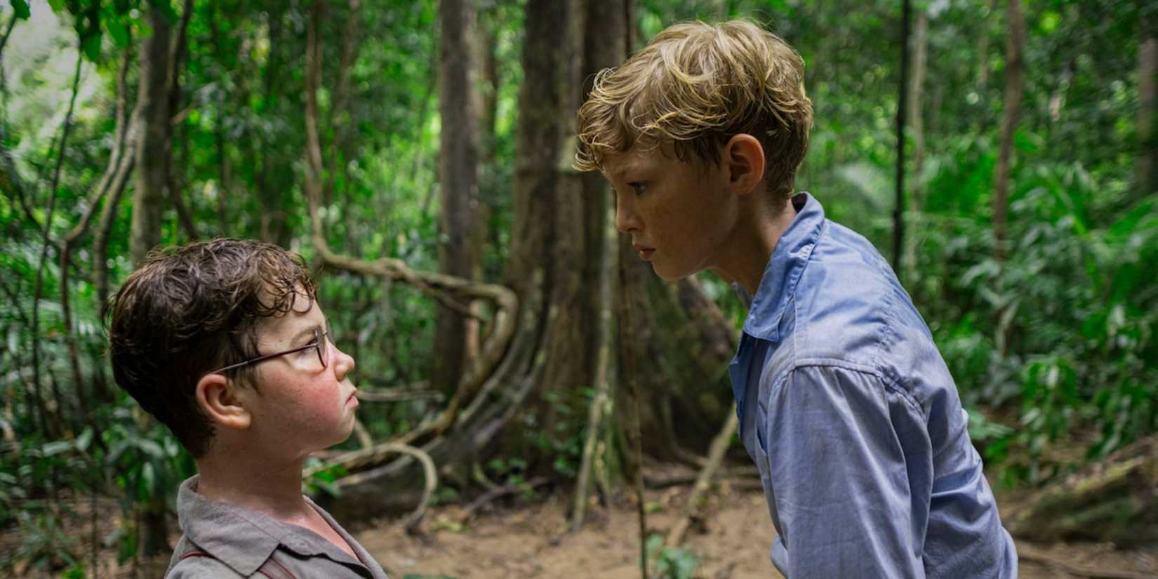 Piggy and Ralph going head to head in the woods in Netflix's Lord of the Flies