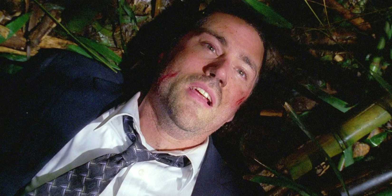 Matthew Fox as Jack Shepard lying in the bamboo forest in the pilot of Lost