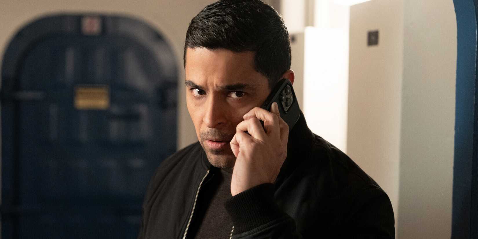 Wilmer Valderrama on the phone in NCIS' 500th episode 