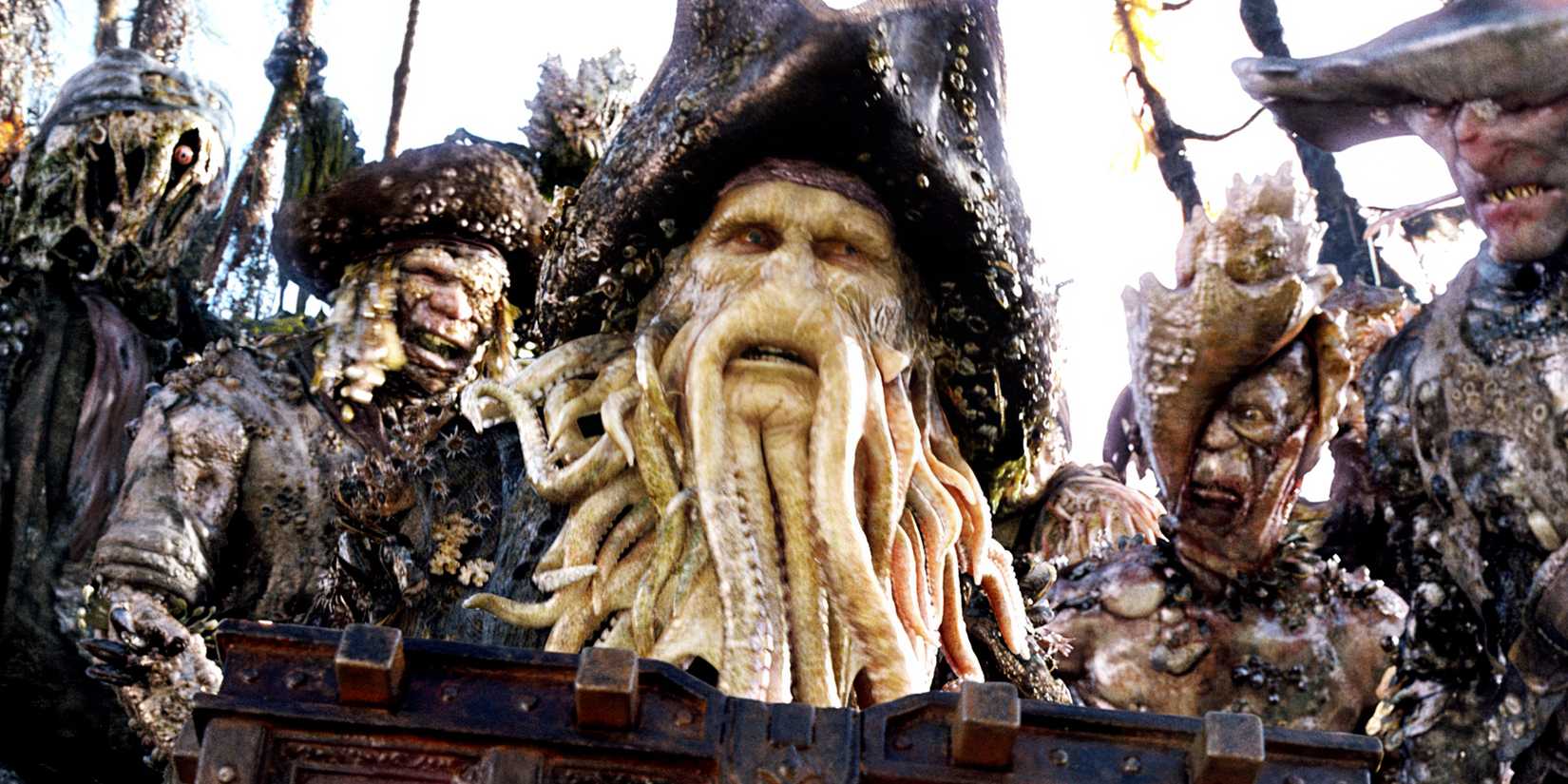 Davy Jones and his crew in Pirates-of-the-Caribbean--Dead-Man's-Chest