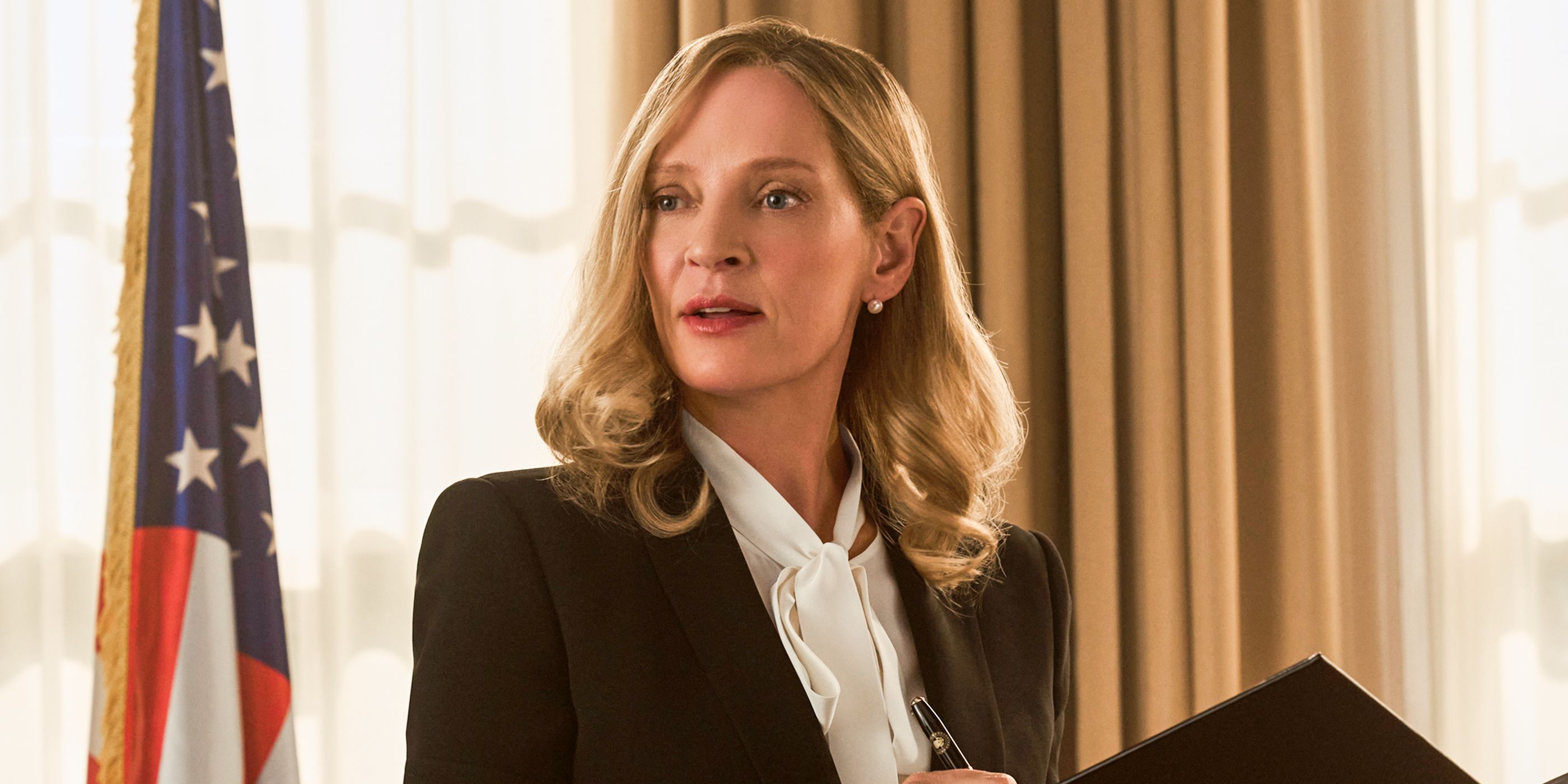 Uma Thurman Teases Alex and Henry's "Deeper" and "Harder" Relationship in 'Red, White & Royal Wedding' [Exclusive]