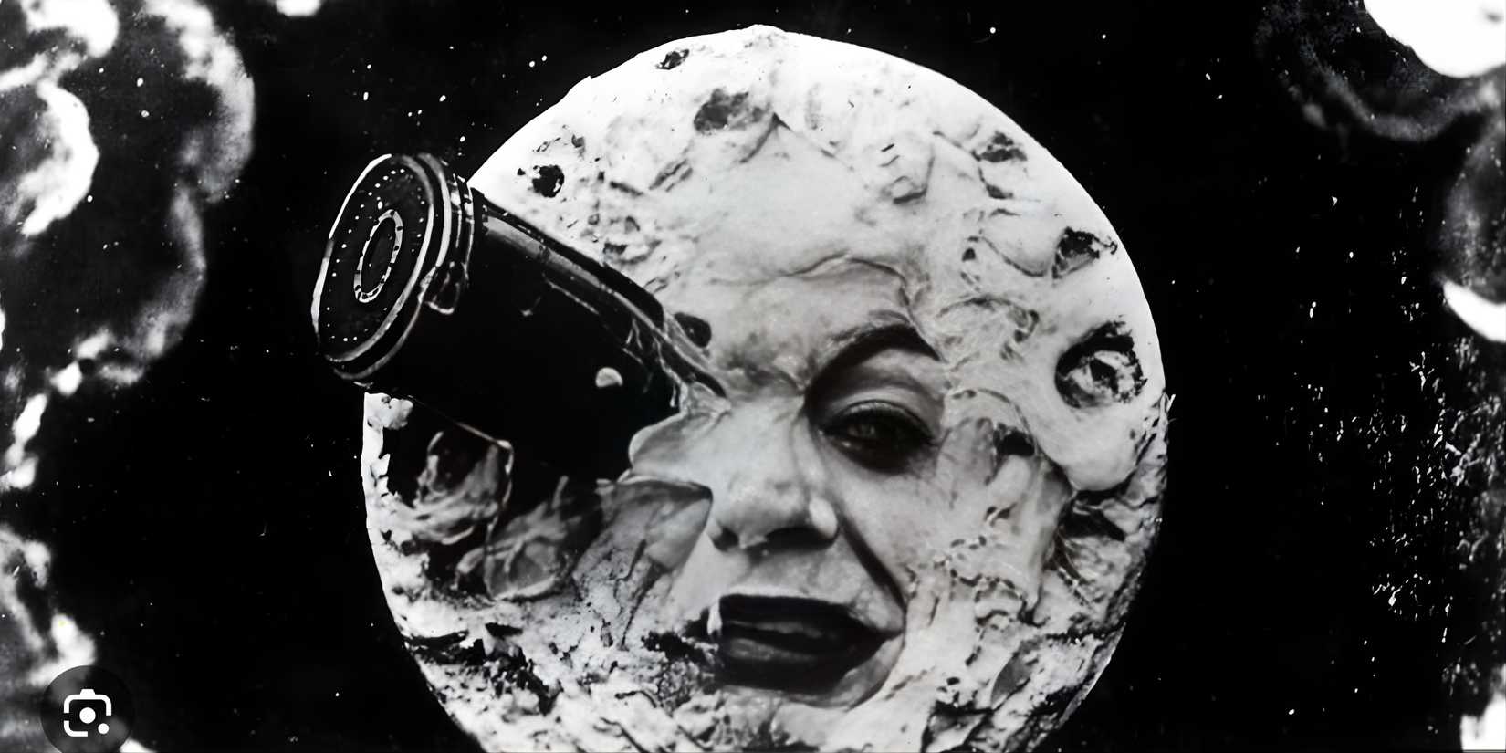 A rocket hits the moon in the eye in A Trip to the Moon.