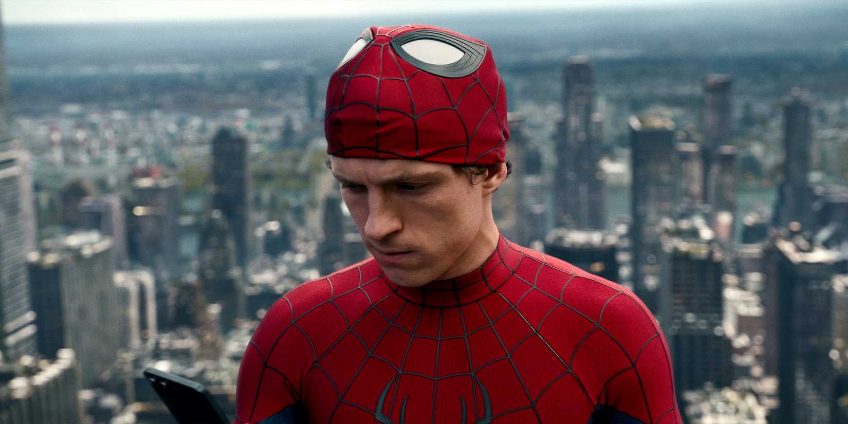 Peter Parker with half his mask off in Spider-Man: Brand New Day