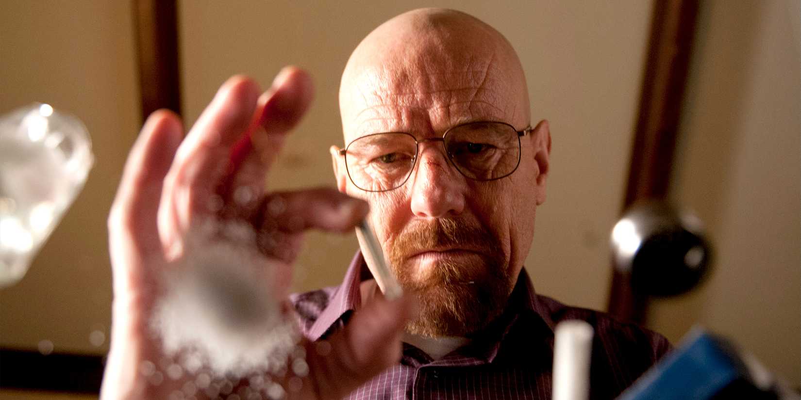 Bryan Cranston's Walter White looking at meth in Breaking Bad