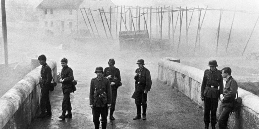 A group of soldiers in The Bridge