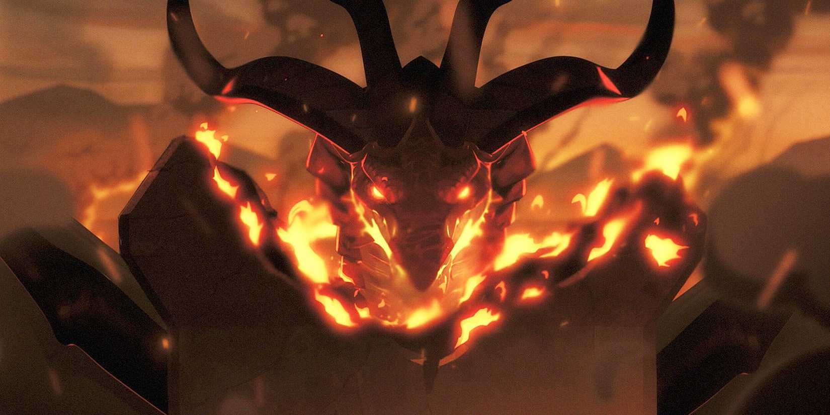 A dragon surround in flame in The Legend of Vox Machina.