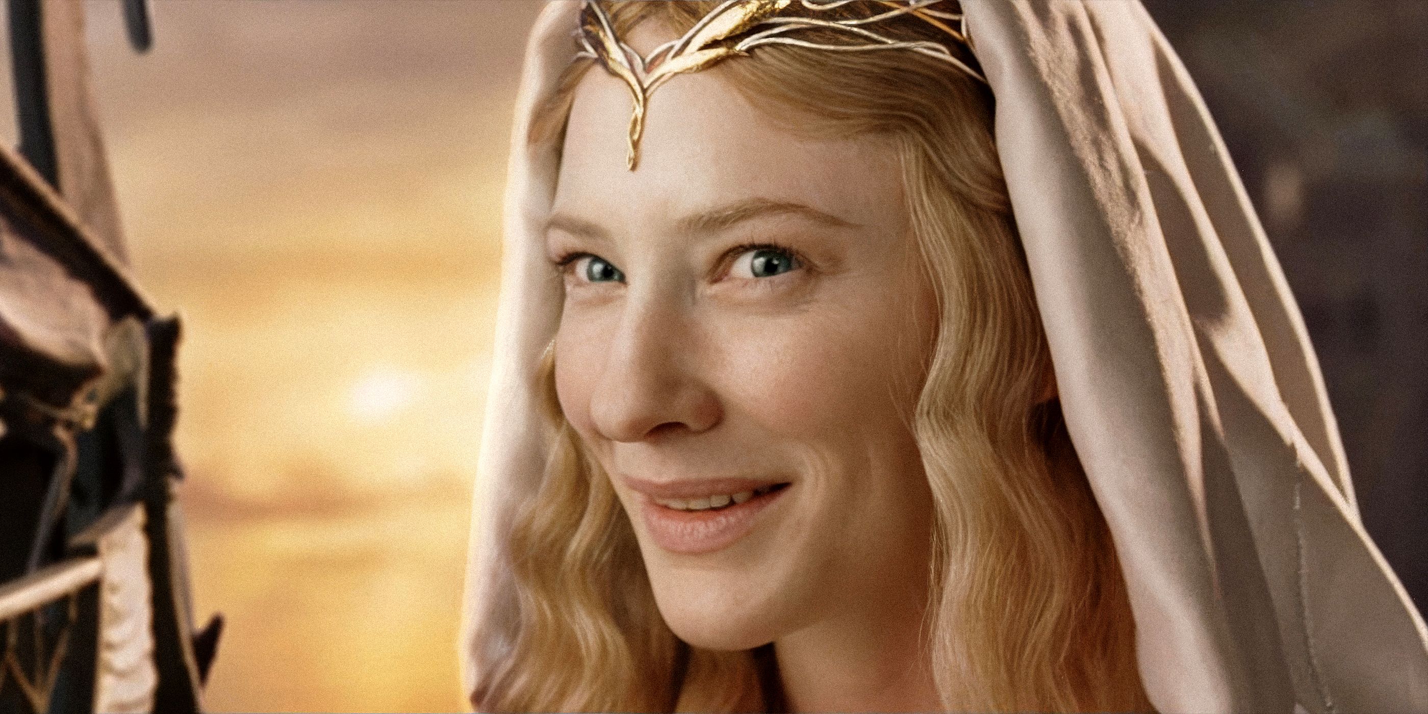 Cate Blanchett as Galadriel smiling in The Lord of the Rings: The Two Towers